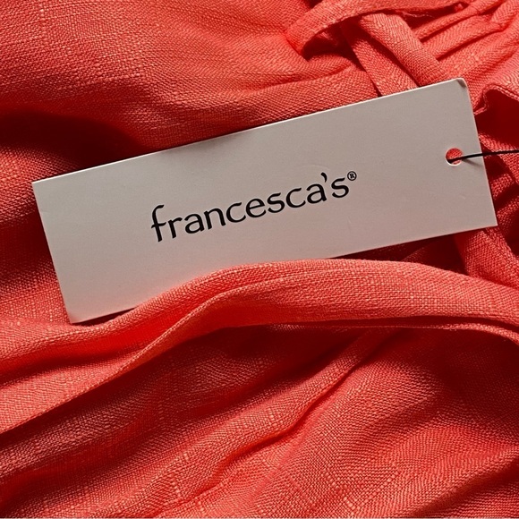 Francesca's Tie Front Elastic Waist Lined High Rise Shorts Coral Size Medium NWT - Picture 9 of 12